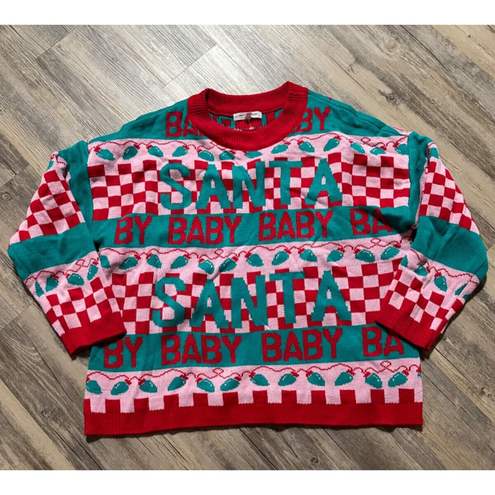 Grayson Threads Santa Baby Knitted Sweater Women's XL Multicolor Crew Neck